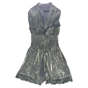 Vintage early 2000s y2k metallic empire waist babydoll top